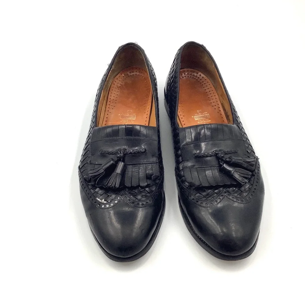 Meltonian Black Leather Tassle Loafer Shoes Men's Size 9 M Made In Germany‎